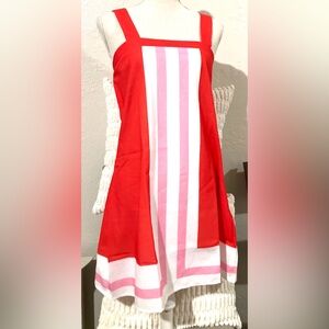 Candy Shop Mod  Red and Pink Striped Dress Small